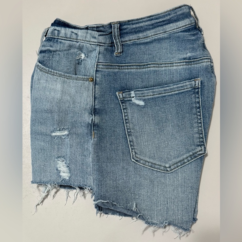 Women's Blue Revival Distressed Denim Shorts - Picture 4 of 5